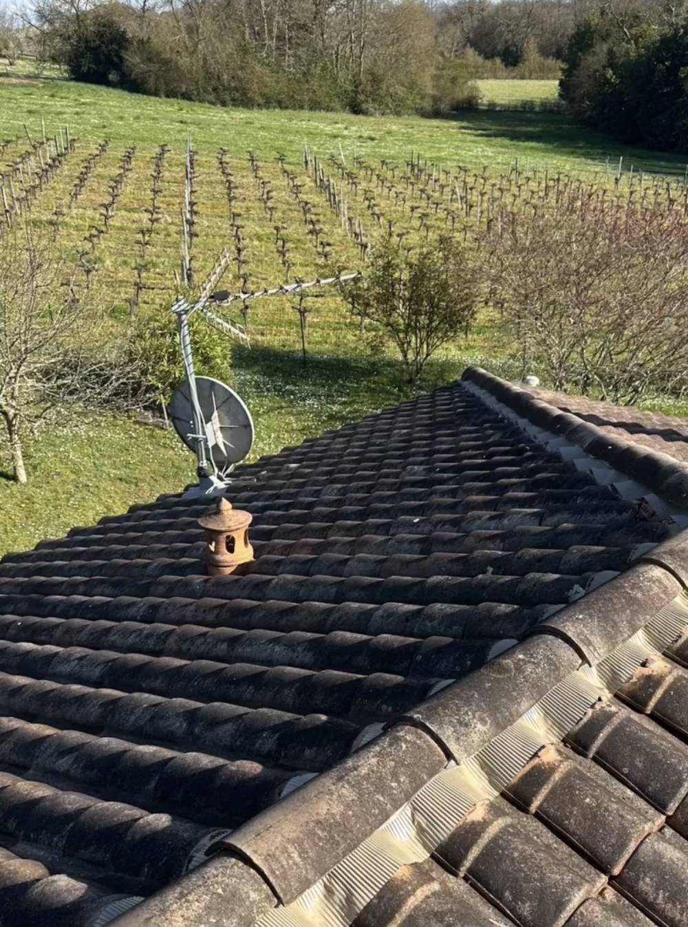 Traitement curatifs et préventif de toiture avant après avec le produit de la marque MH-DISTRIBUTION sur la commune de Vérac